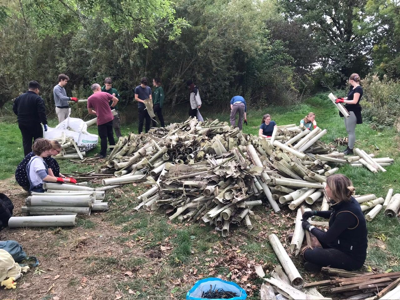 Volunteers getting ready to sort and cleanup