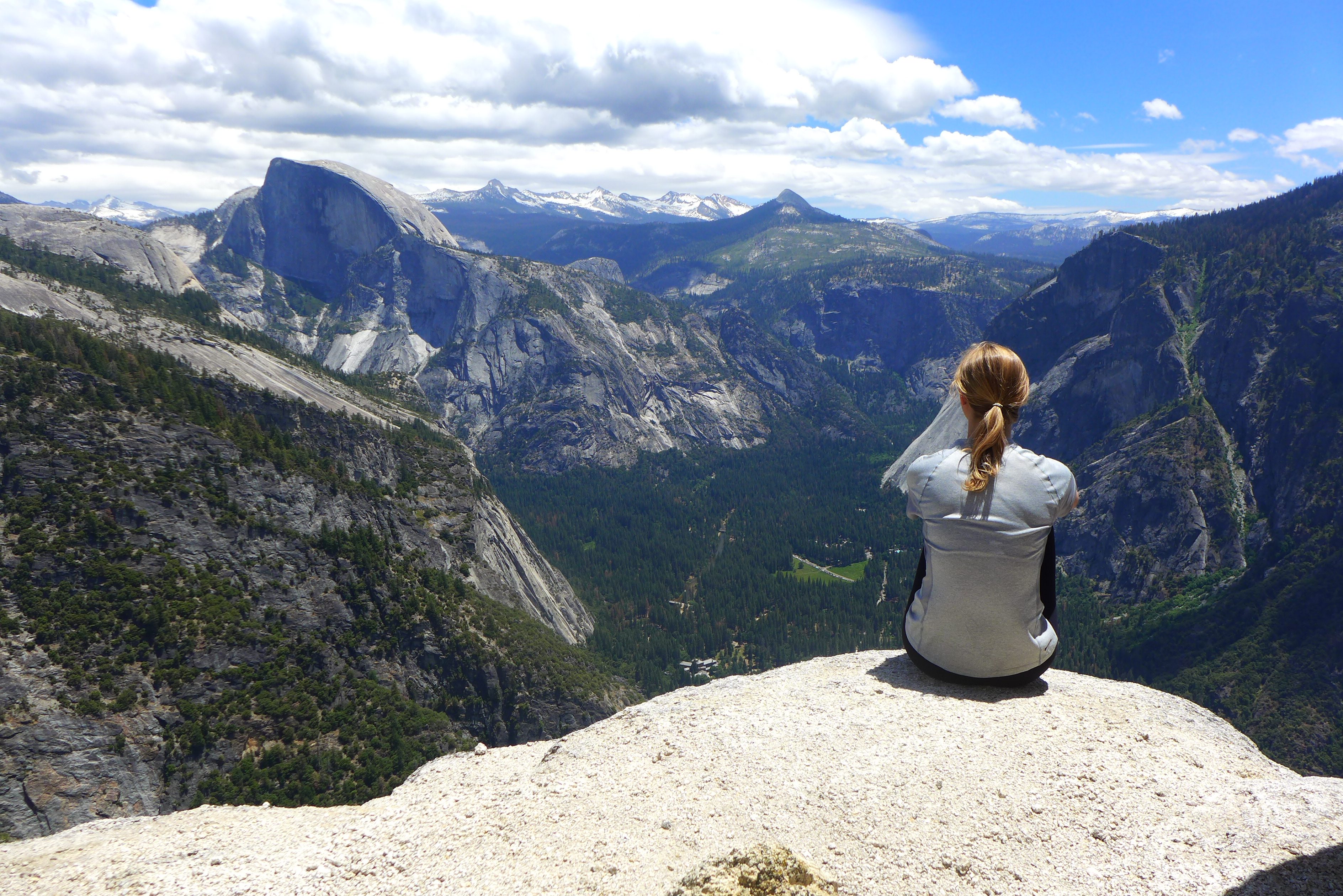 Girl overlooking mountains