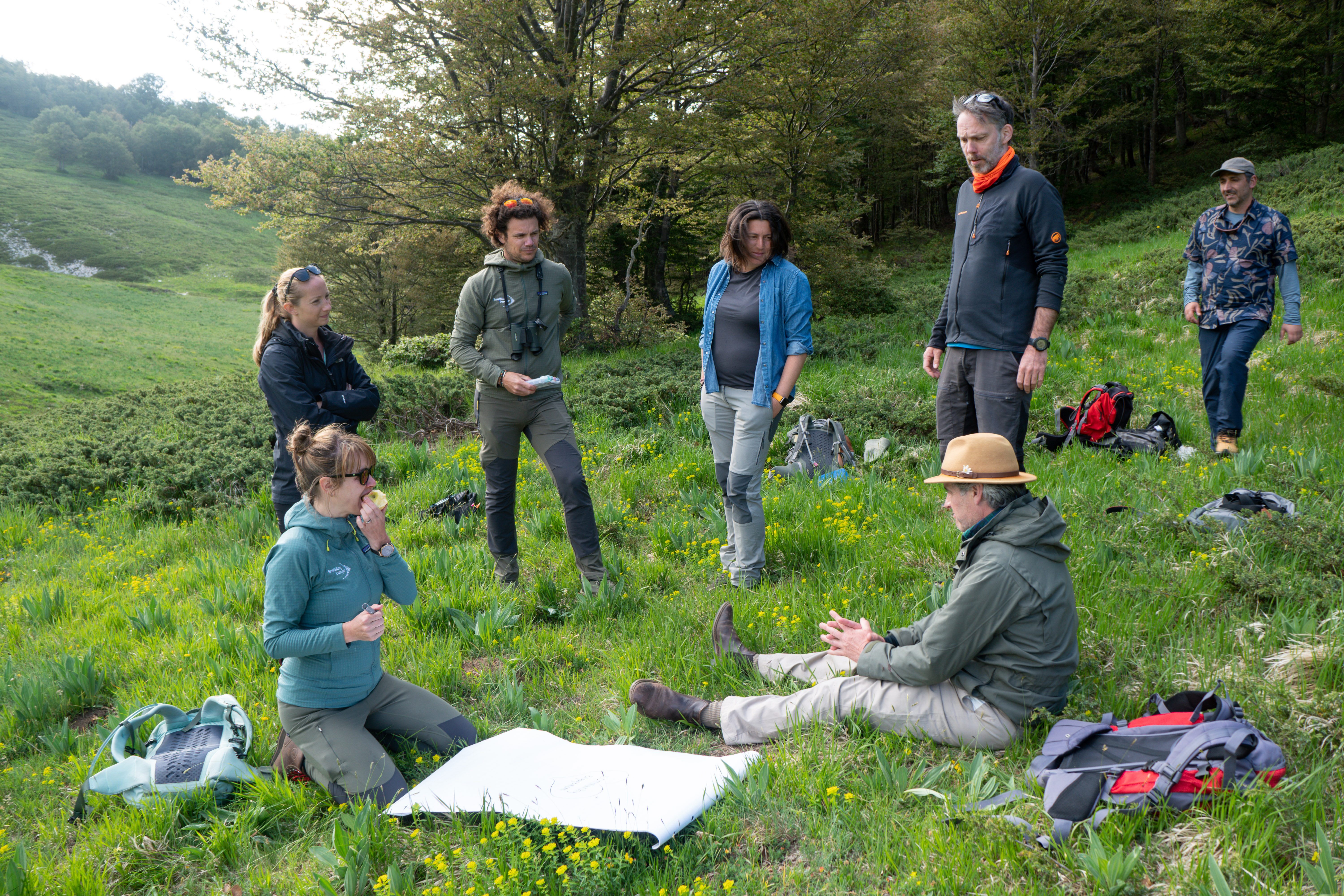 group sits down for a break.
