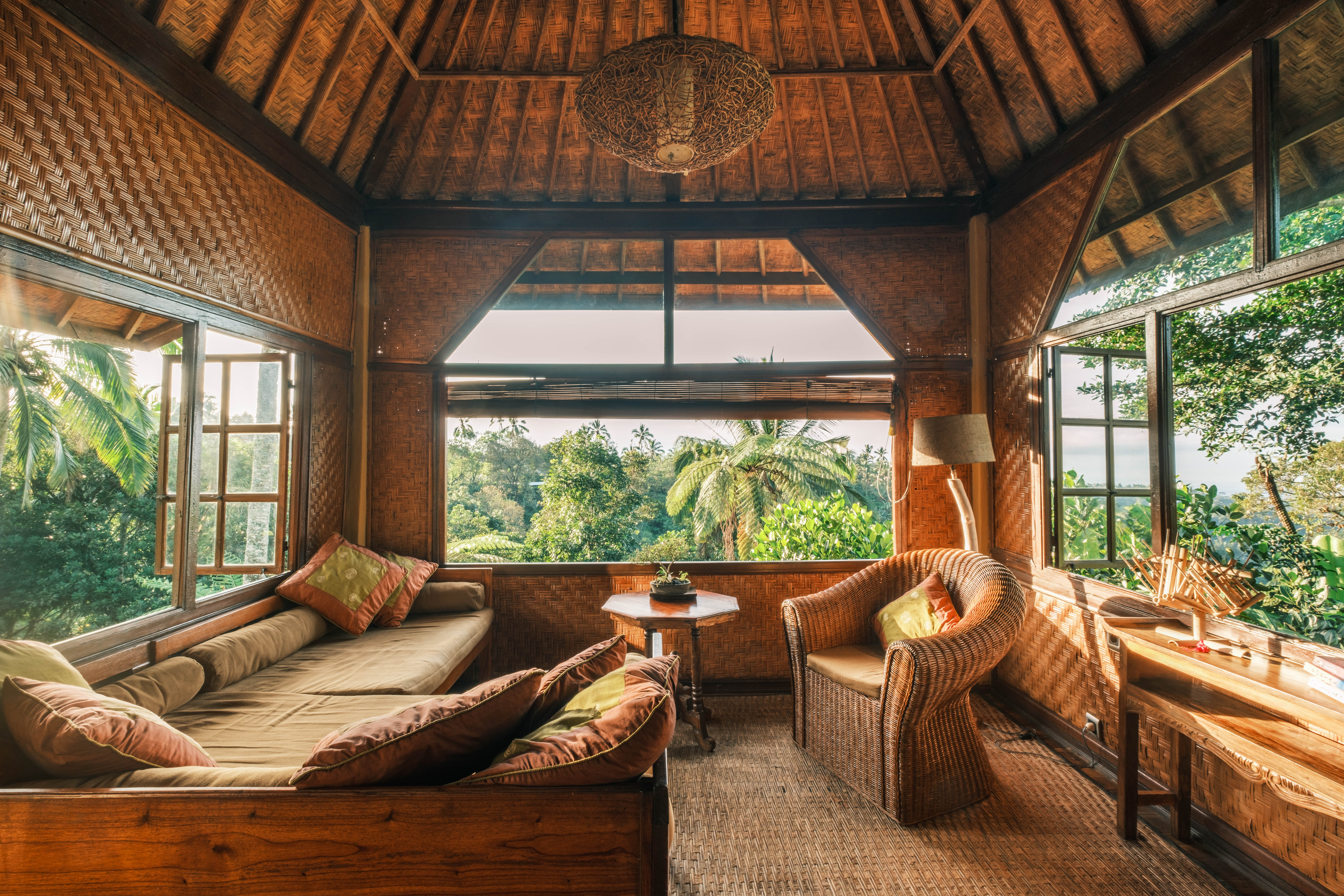 Innenraum des Bambushauses