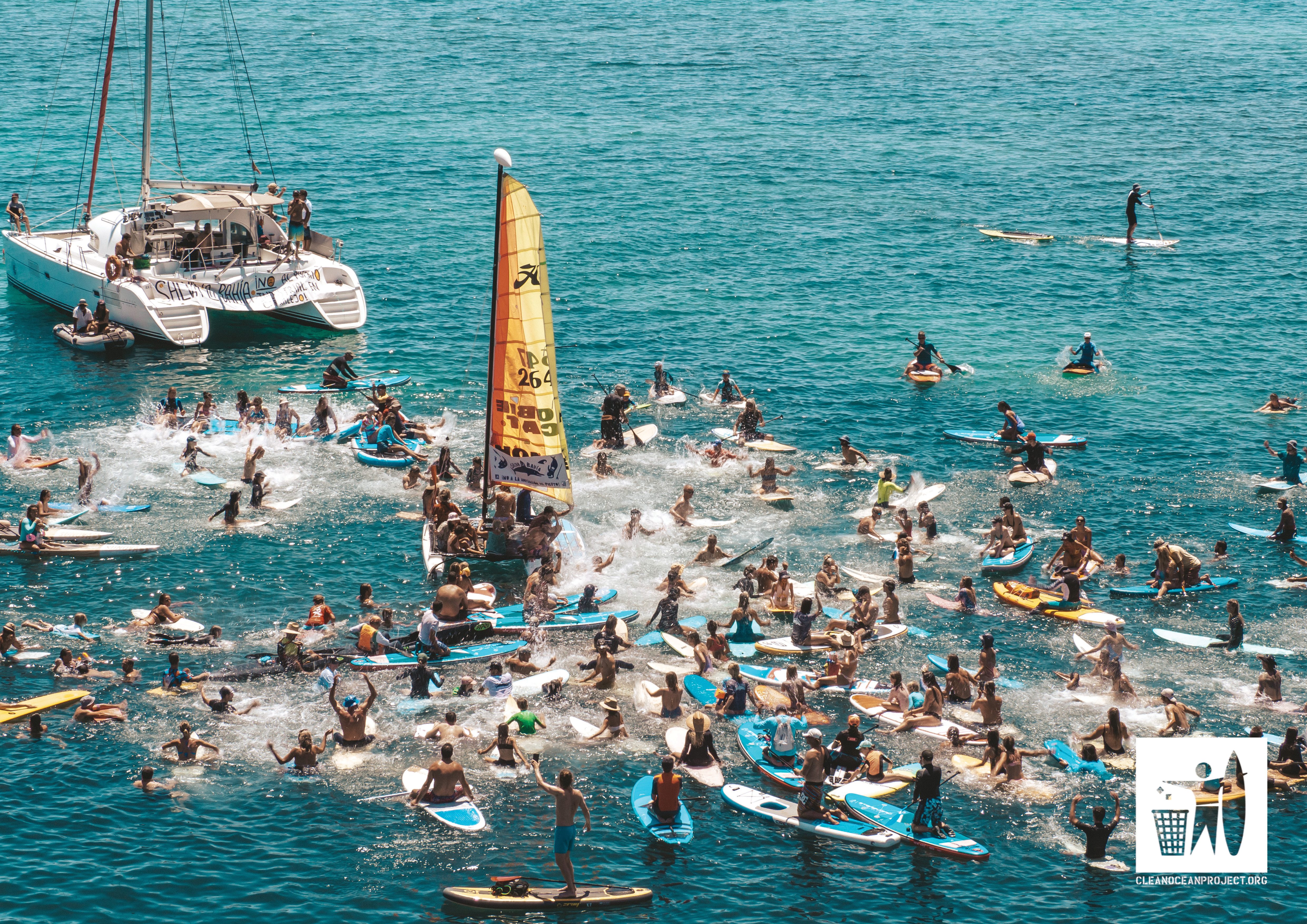 Volunteers cleaning up the ocean