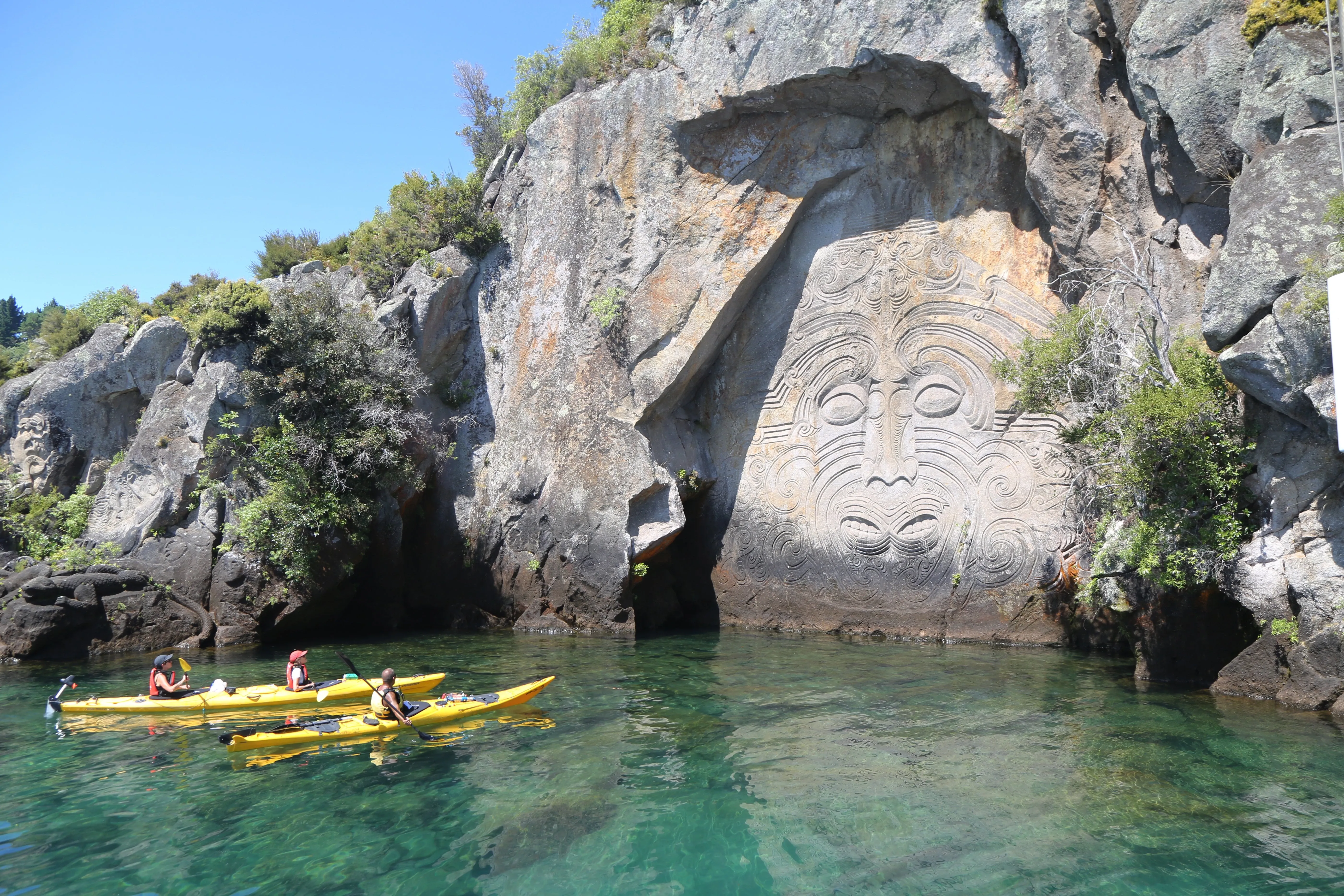 Maori statue carved in stone