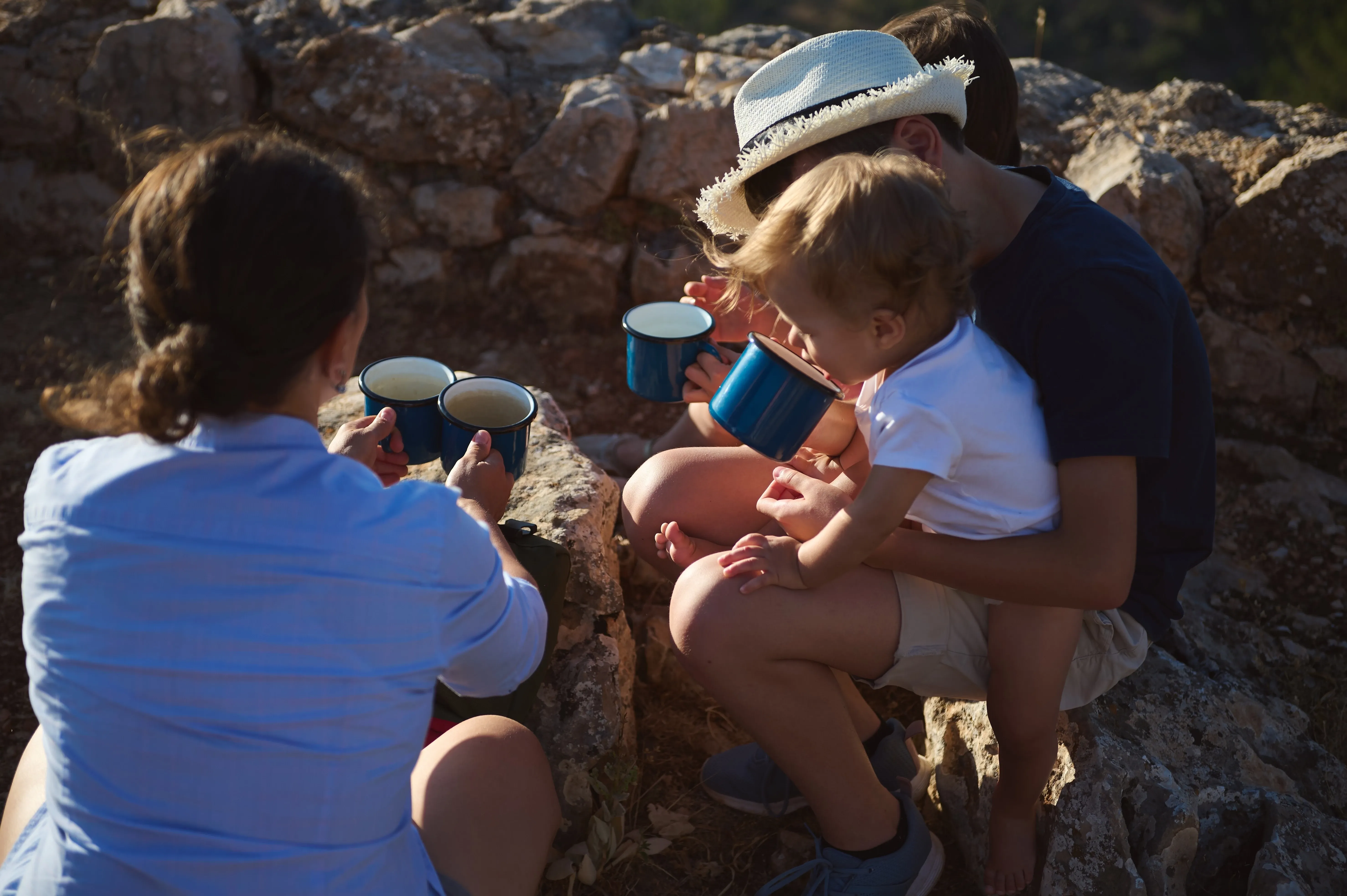 Family enjoying wilderness retreat
