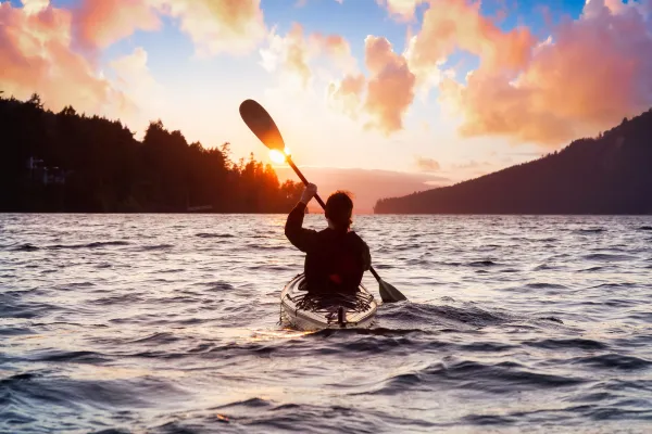 kayaking during sundown