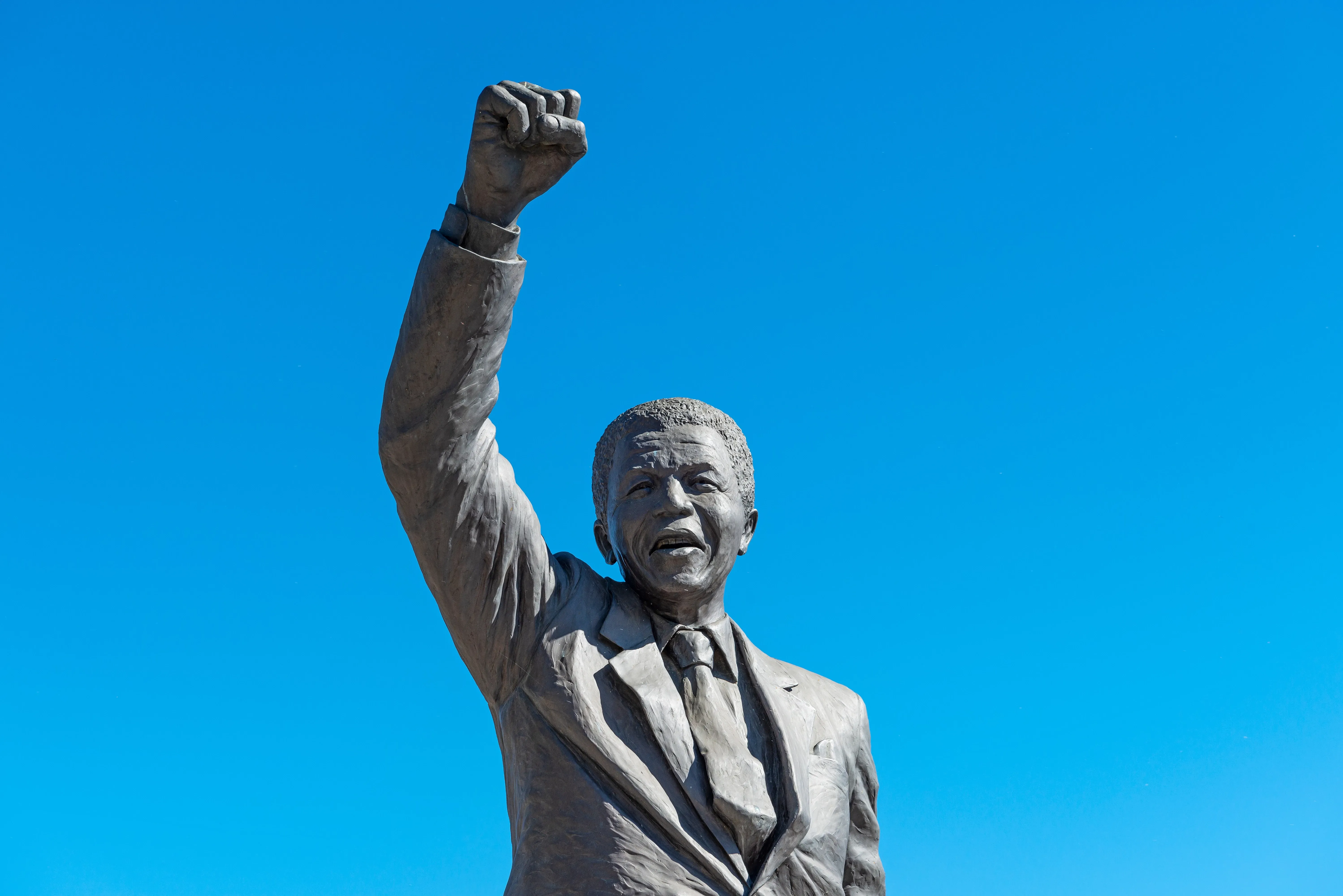 nelson mandela hand raised