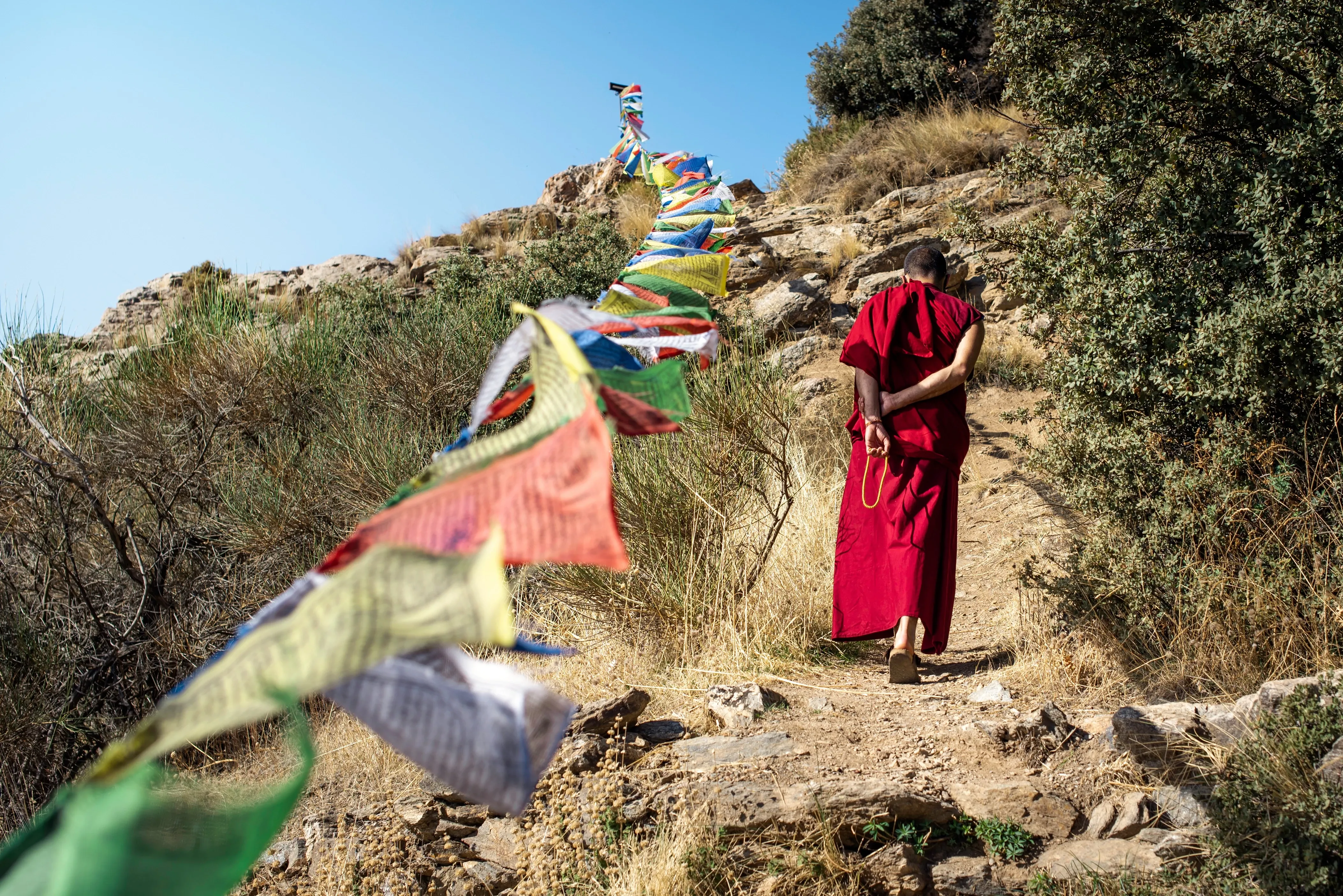 buddhist walking on trek