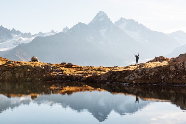 man on monte bianco mountains