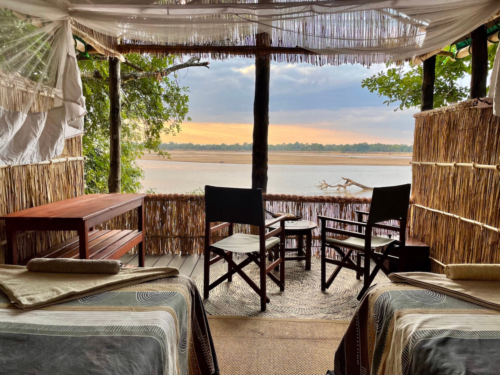 Island camp tent view