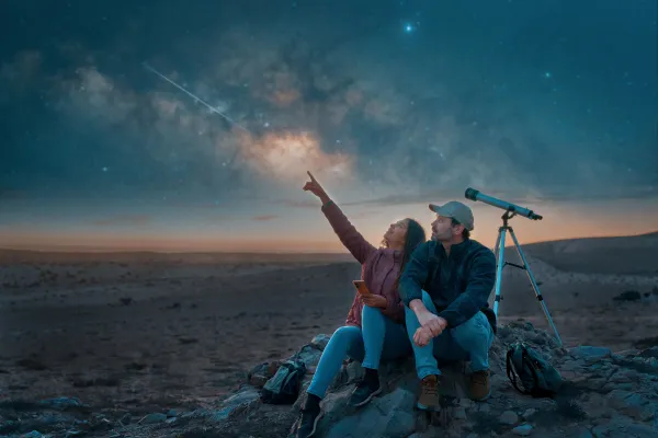 Couple stargazing