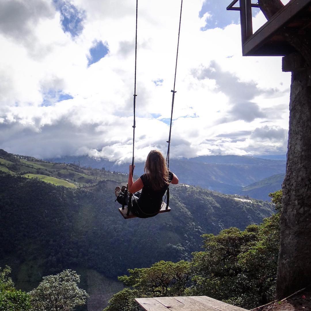 swinging over a view