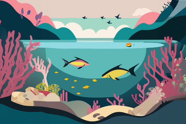 Grafic of corals underwater