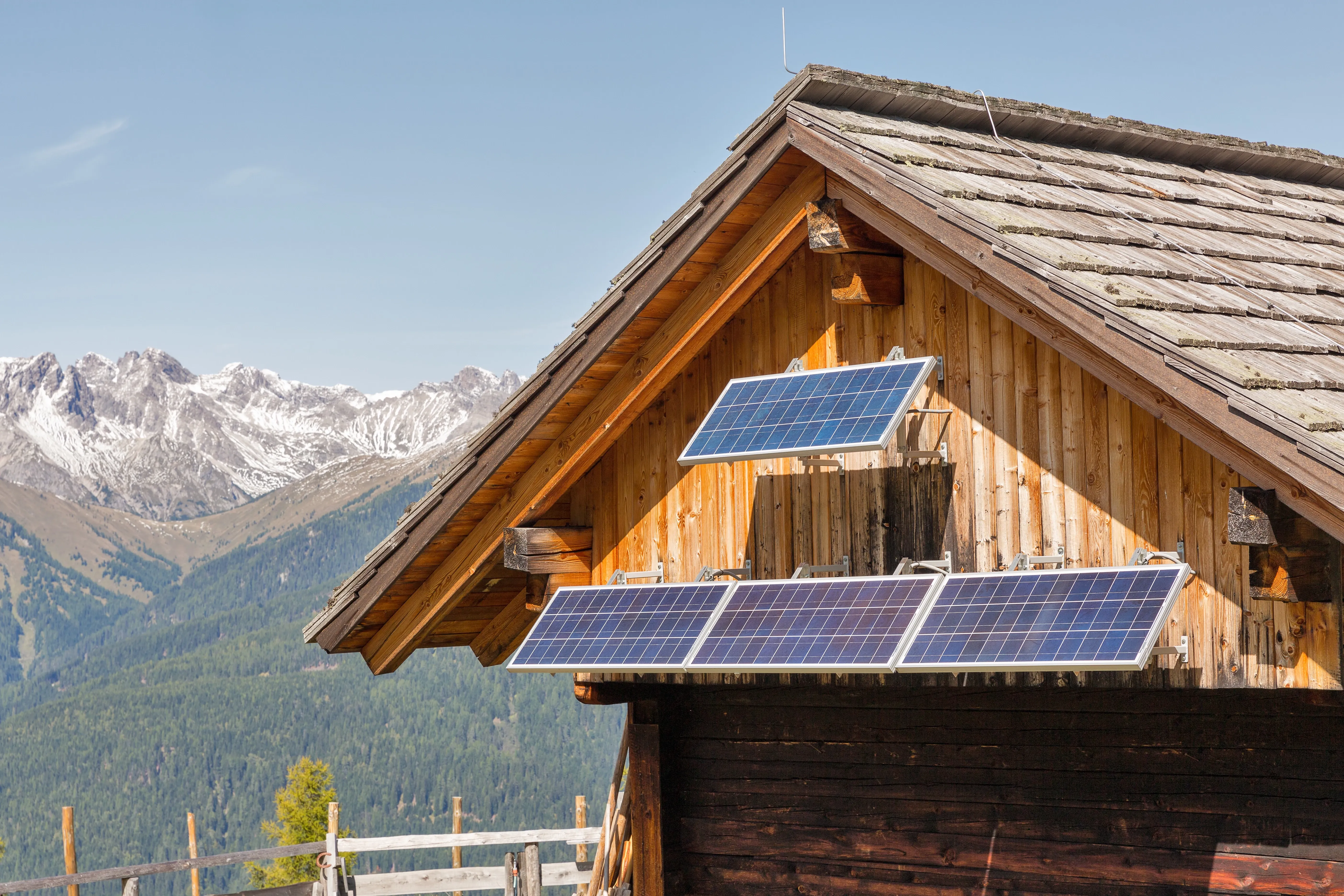 Ecofriendly solar panels on lodge