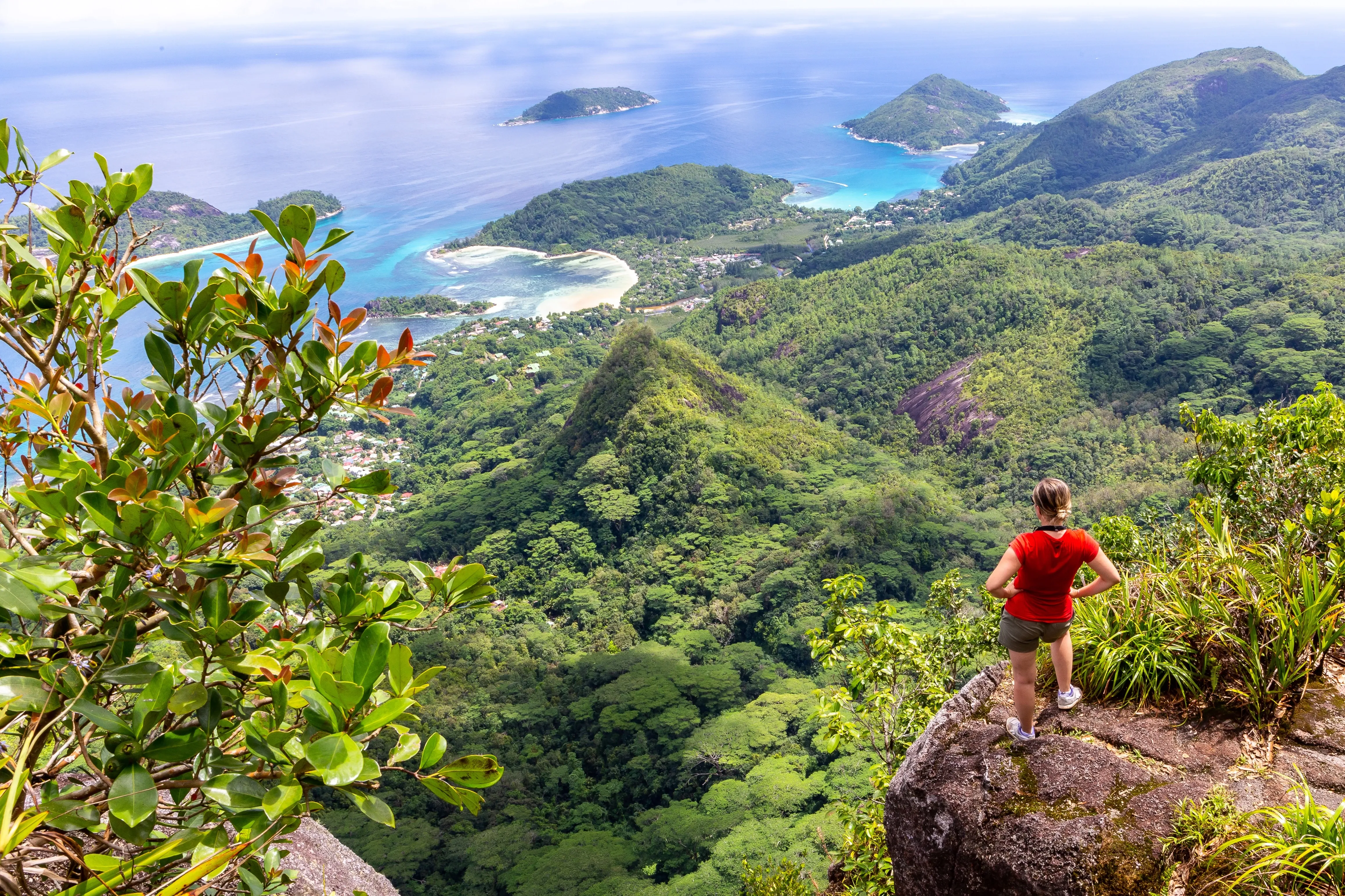 Hiker overlooking mahe island