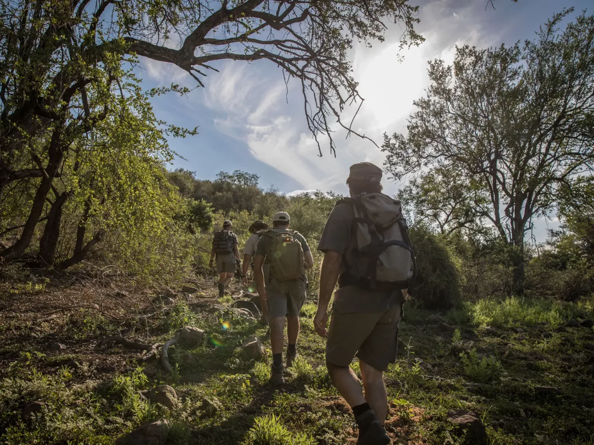 People walking african bush