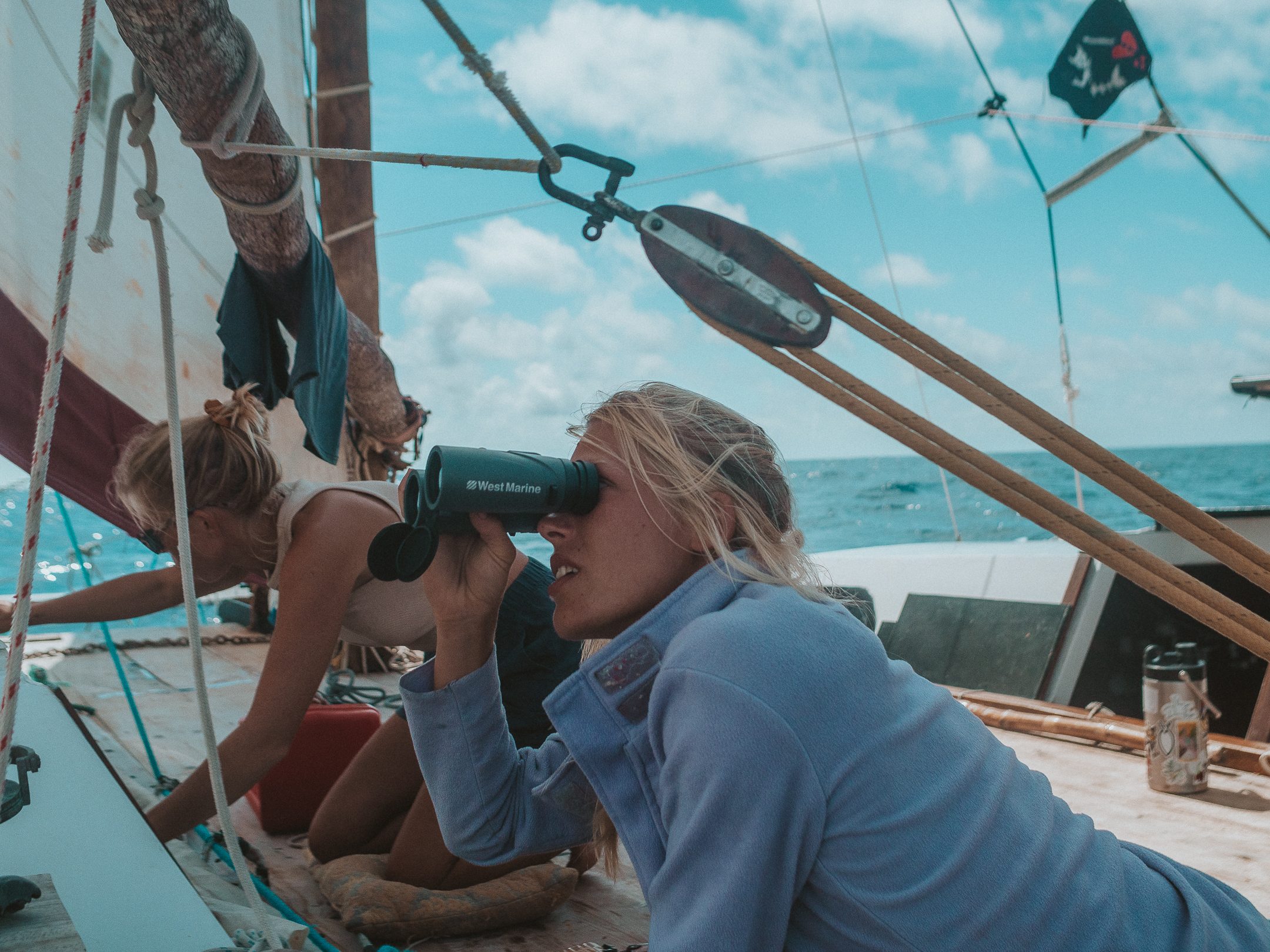 Looking through binoculars