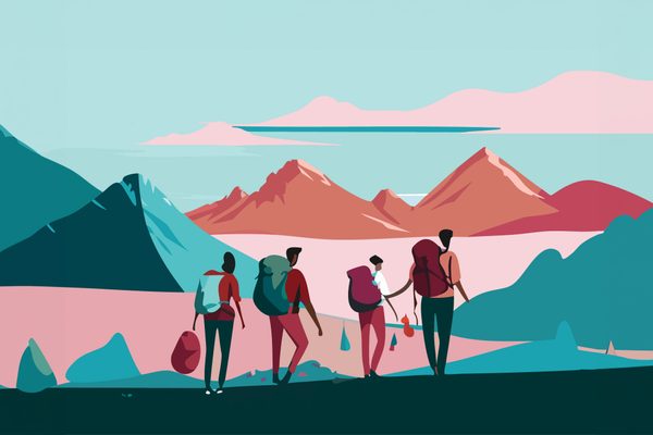 Grafic of people walking and leaving trash
