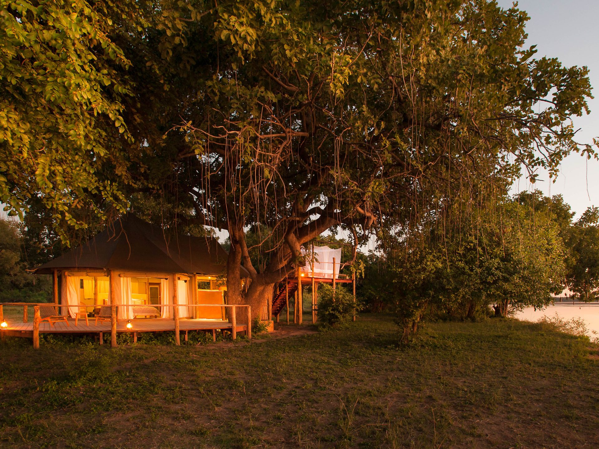 accommodation at sunset
