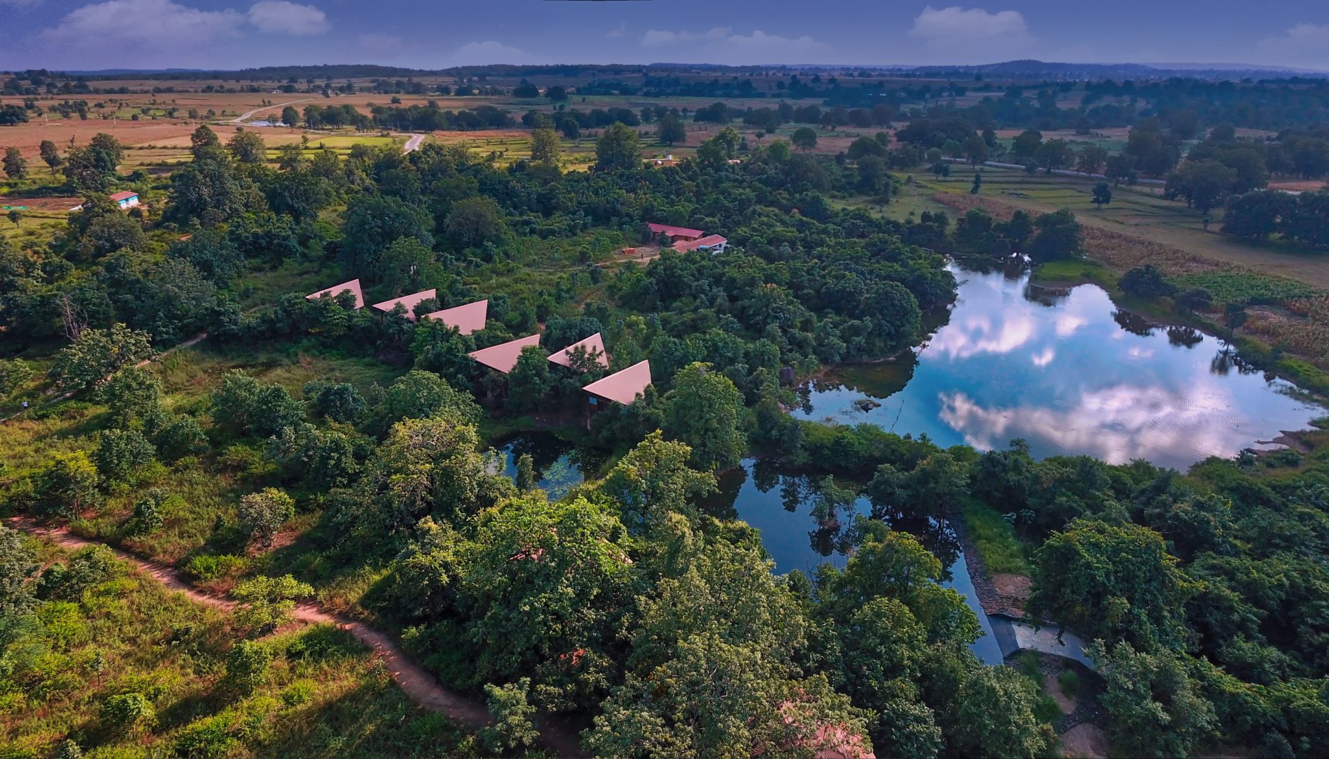 Aerial shot of Pench Tree Lodge