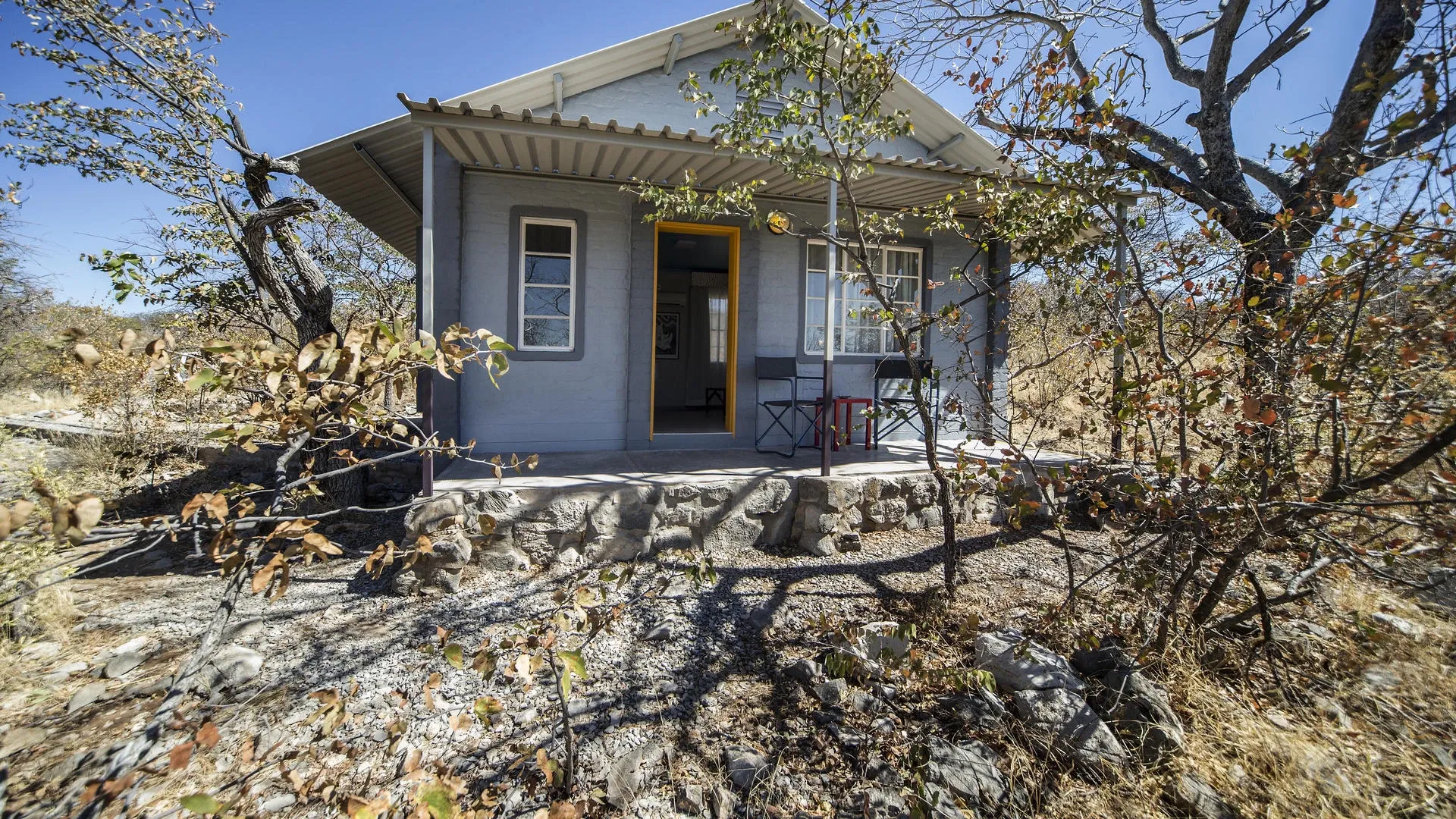 Light blue house in the Namibian bush