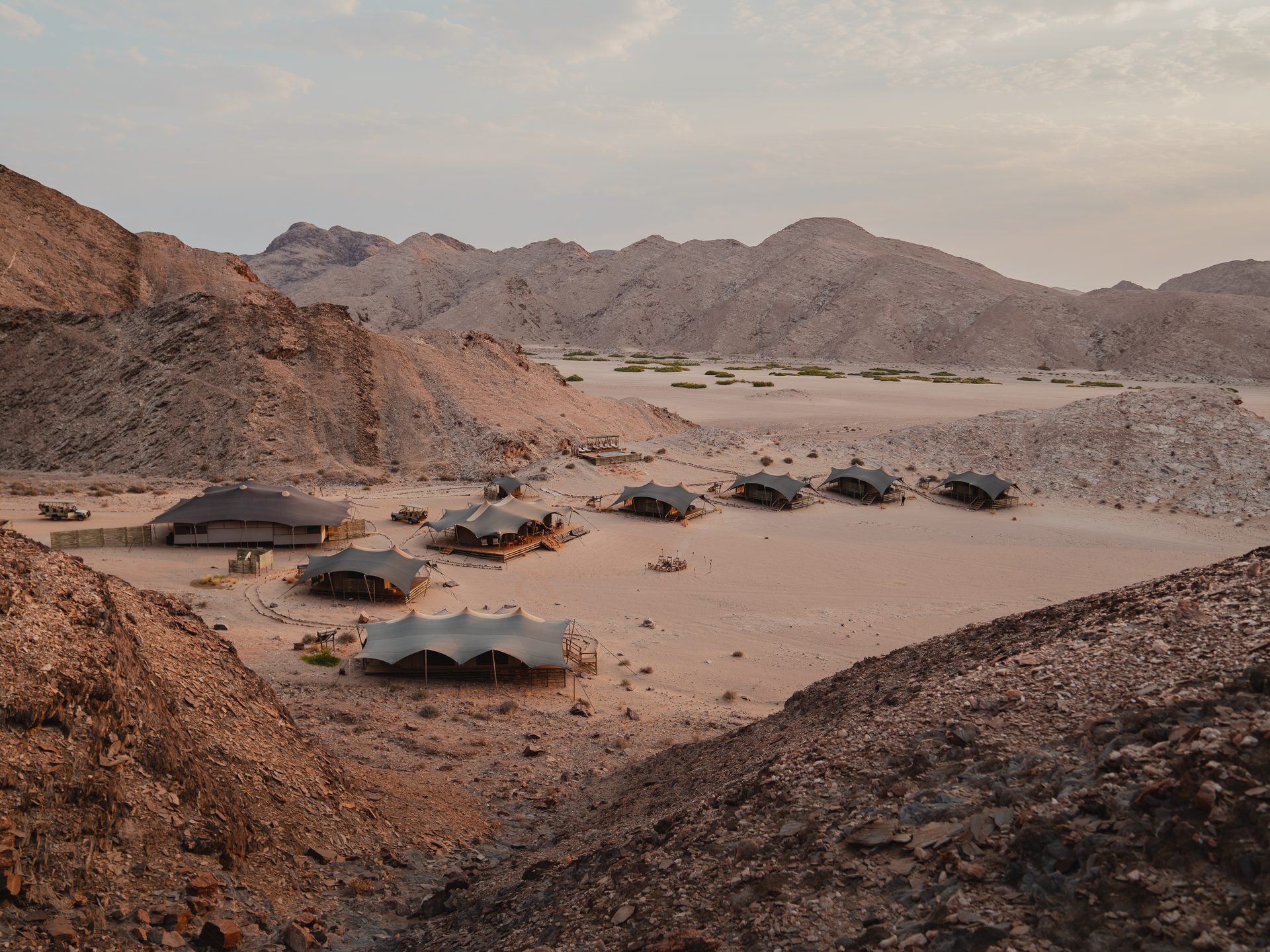 hoanib valley camp drone image