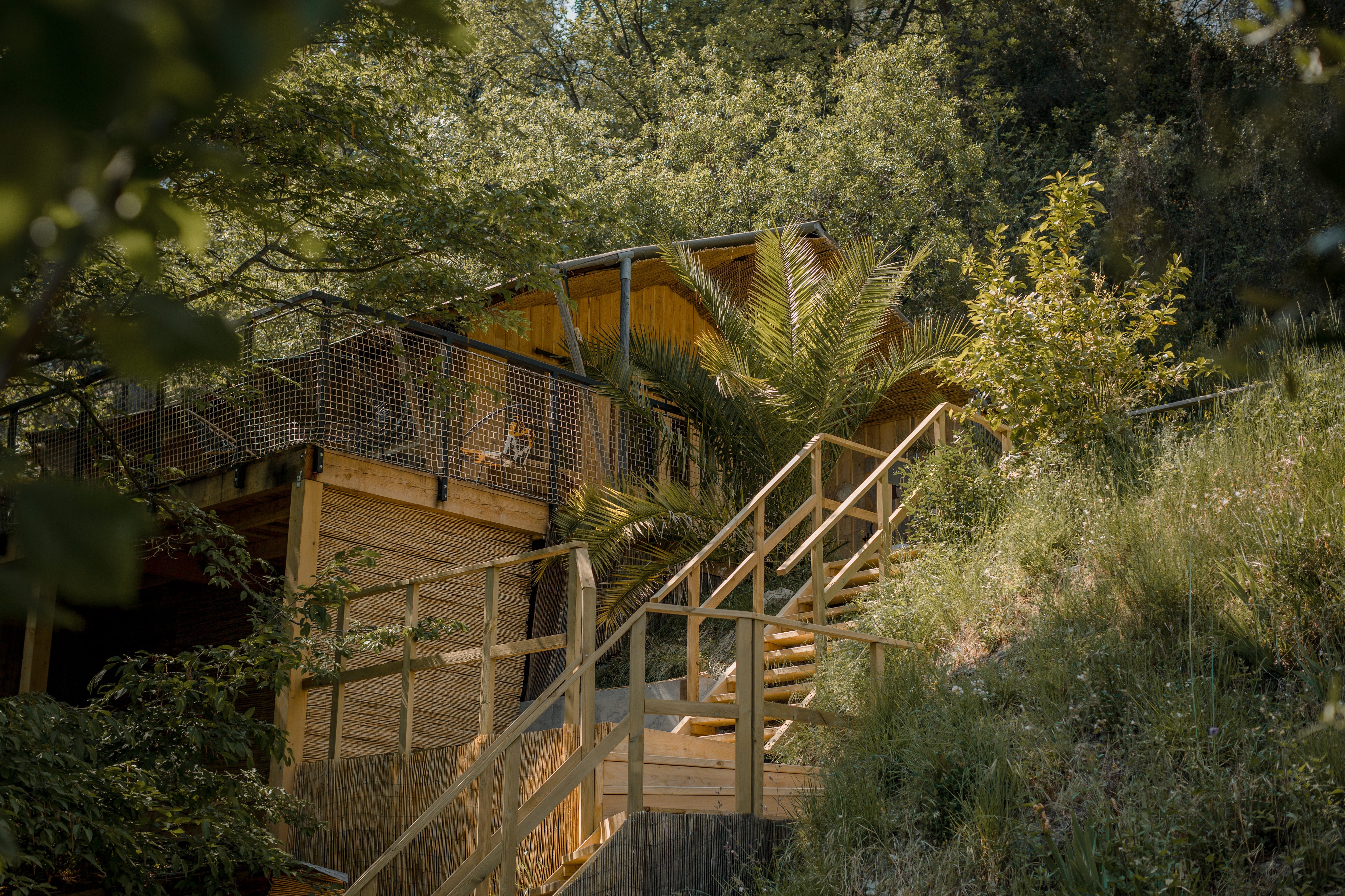 Looking up towards the accommodation