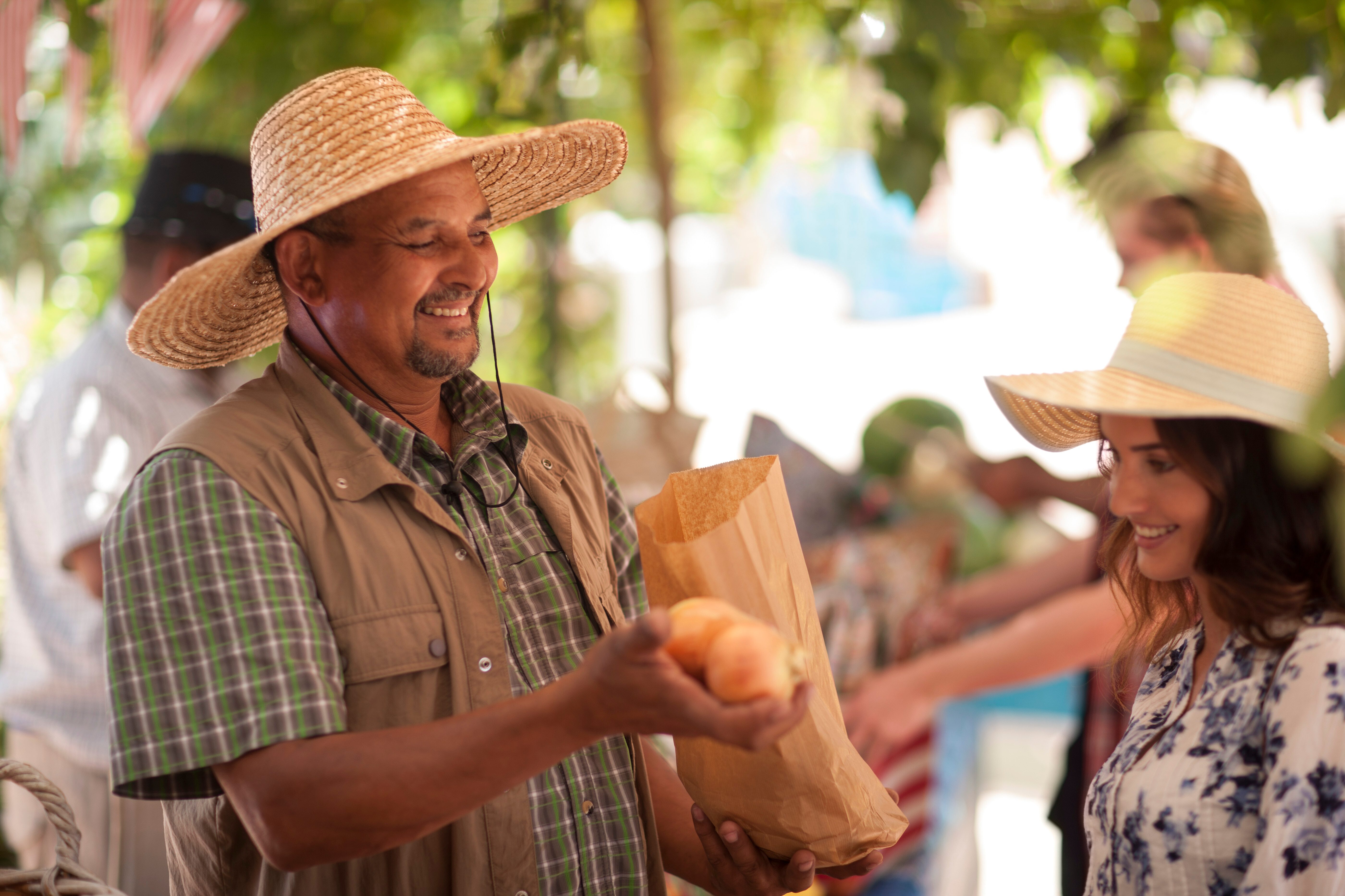trader selling onions