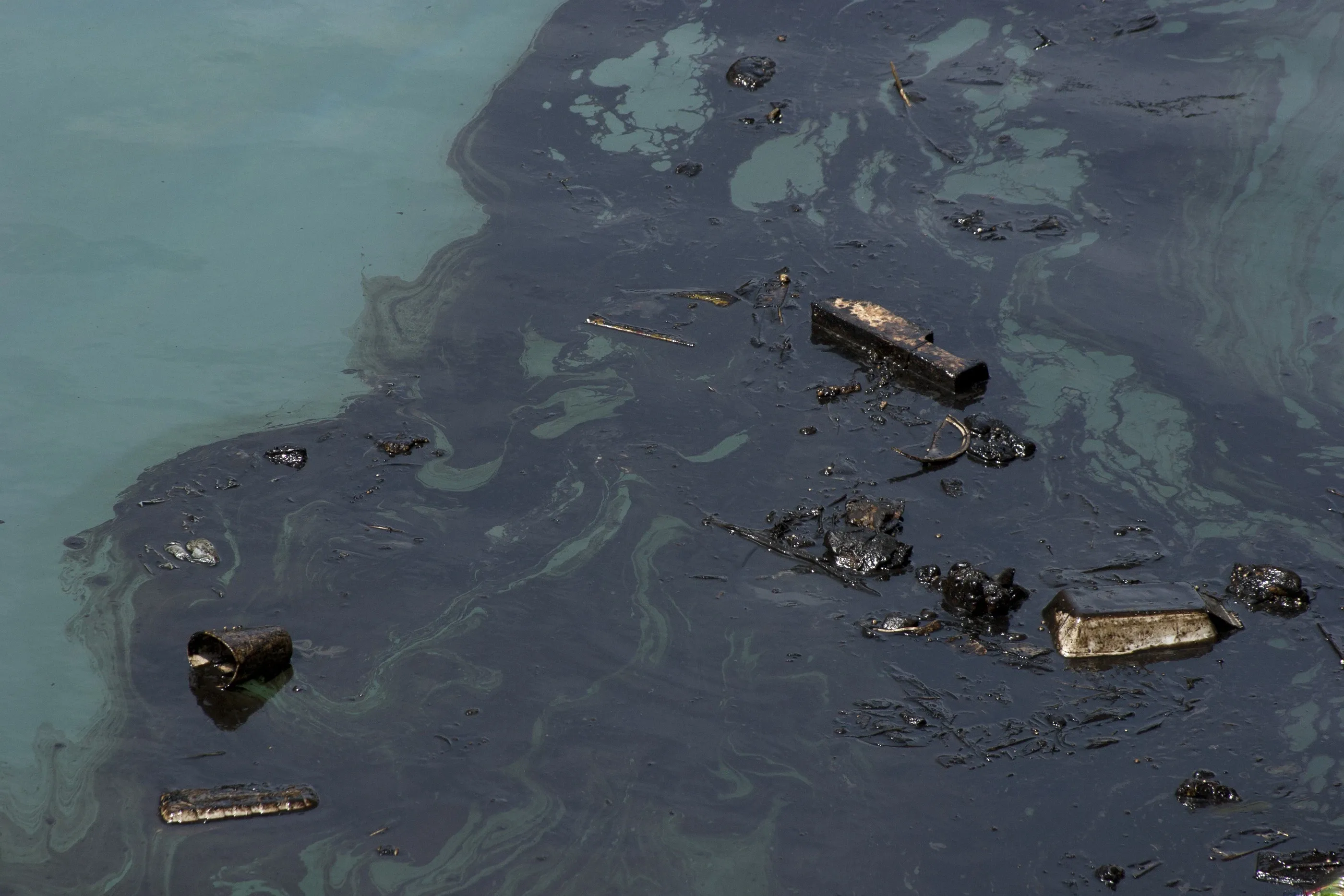Oil spill in the water