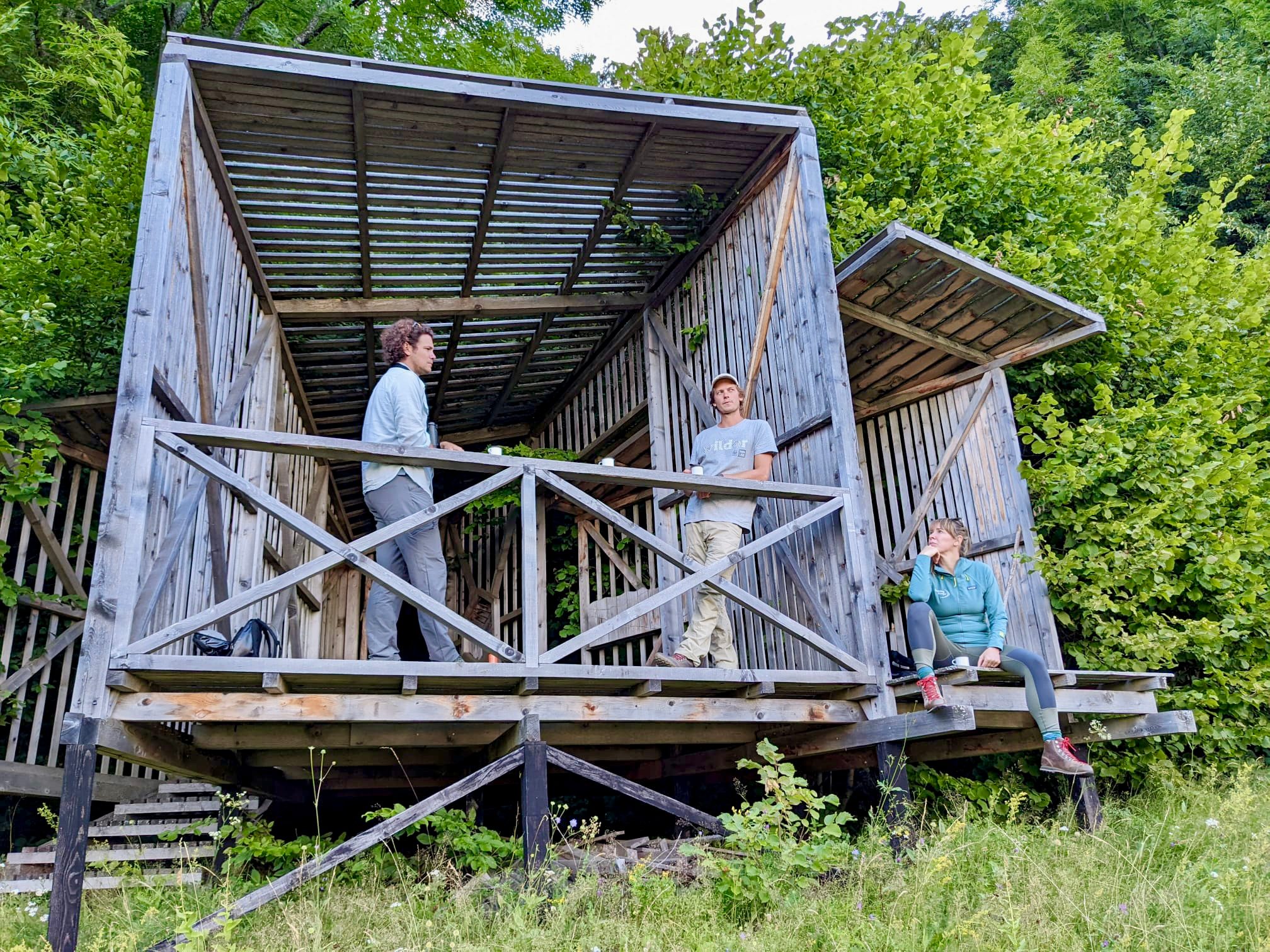 group takes a break in structure