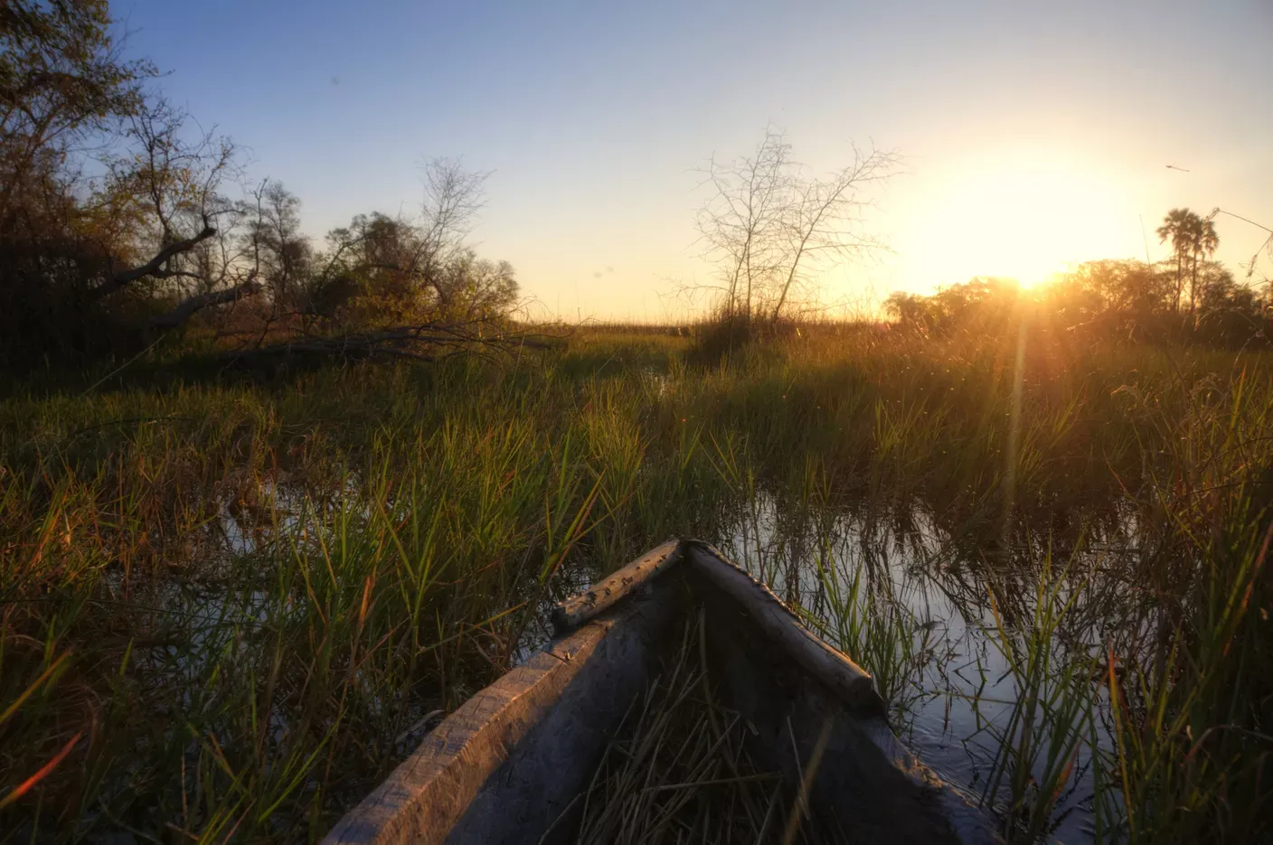 Mokoro boat during sunset