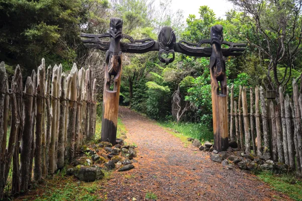 Indigenous Maori culture bridge entrance